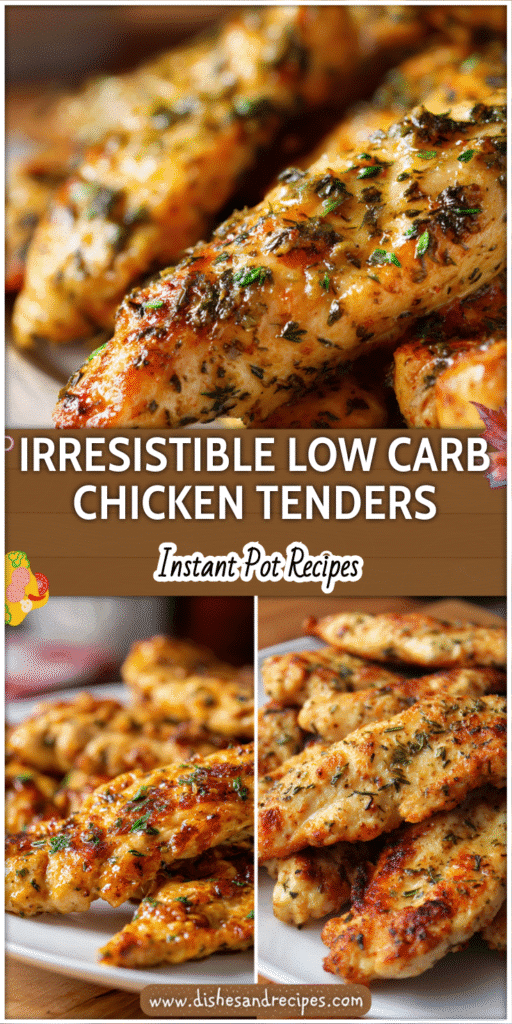 Tender Instant Pot chicken tenderloins with herbs and low carb sauce served on a white plate.